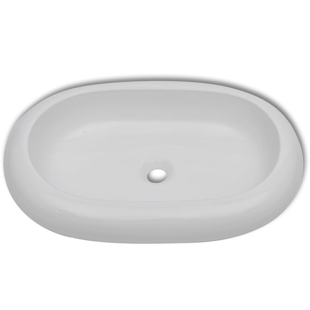 Vidaxl Washbasin da bagno con miscelazione TAP Oval Ceramic White