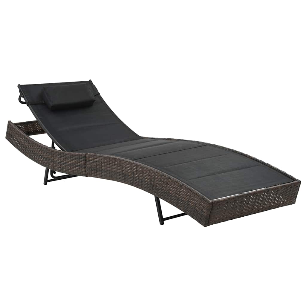 Vidaxl ligbed poly rattan en textileen bruin