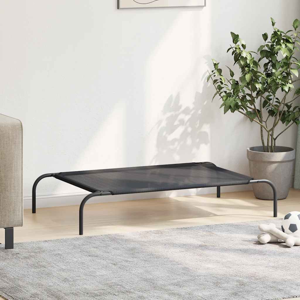 Vidaxl lite de chien surélevé l textileen noir