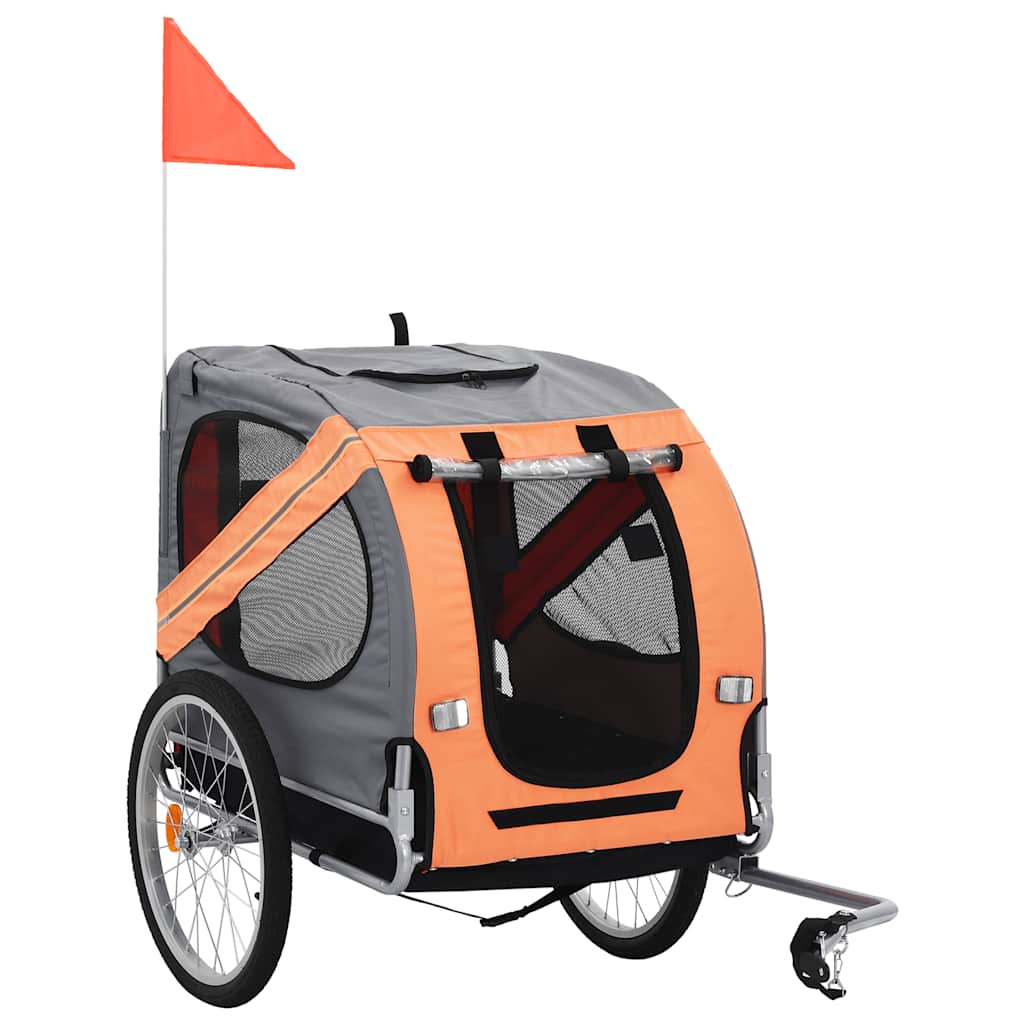 VidaXL remorque vélo pour chien orange et gris