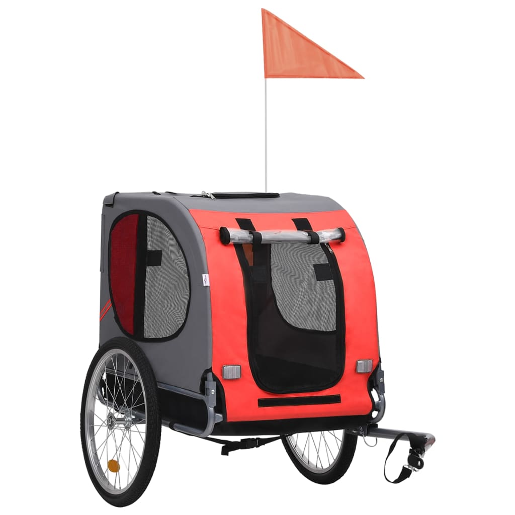 Vidaxl Dog Bike Trailer rouge et noir