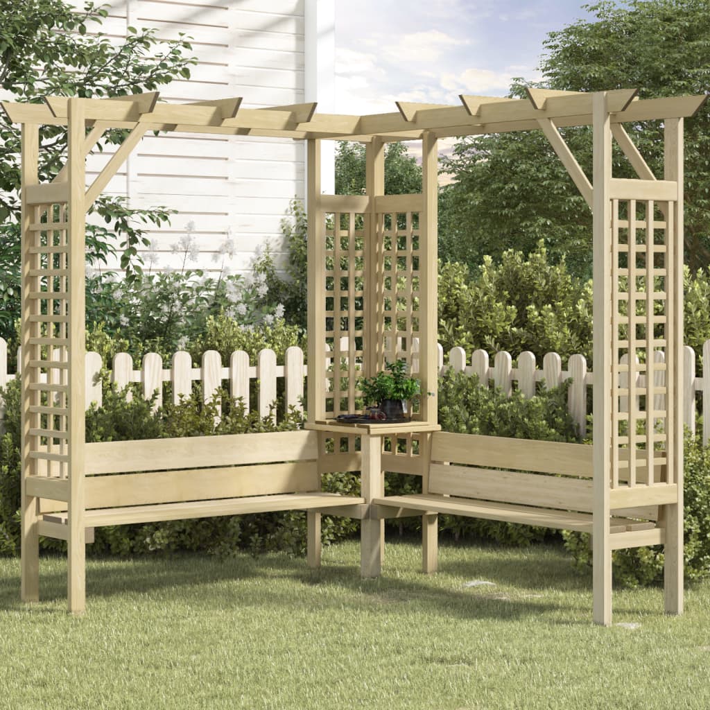 Vidaxl Cornerpergola med benk impregnert furu