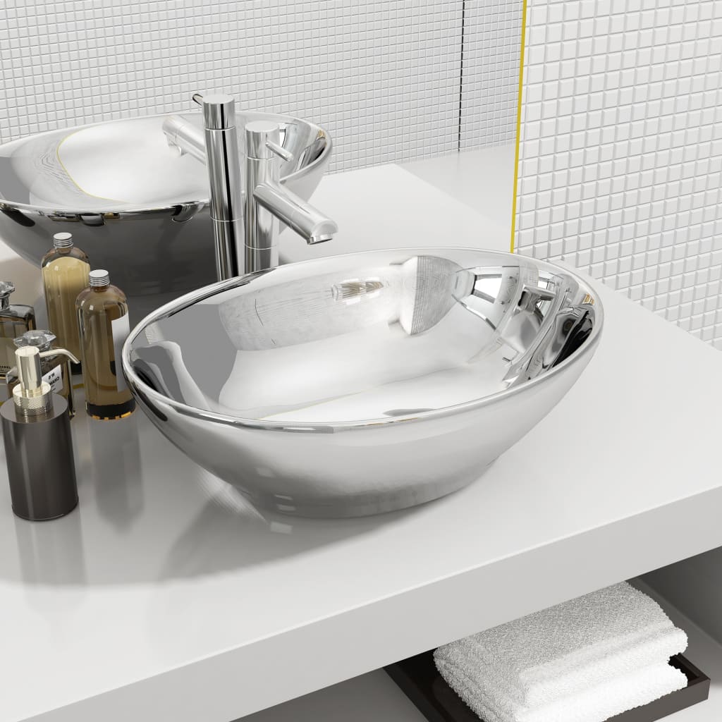 Vidaxl Washbasin 40x33x13.5 cm ceramiczny srebrny kolor