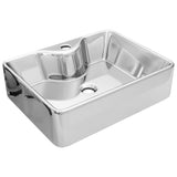 VIDAXL WASHBAIN mit TAP -Loch 48x37x13,5 cm Keramik Silberfarbe