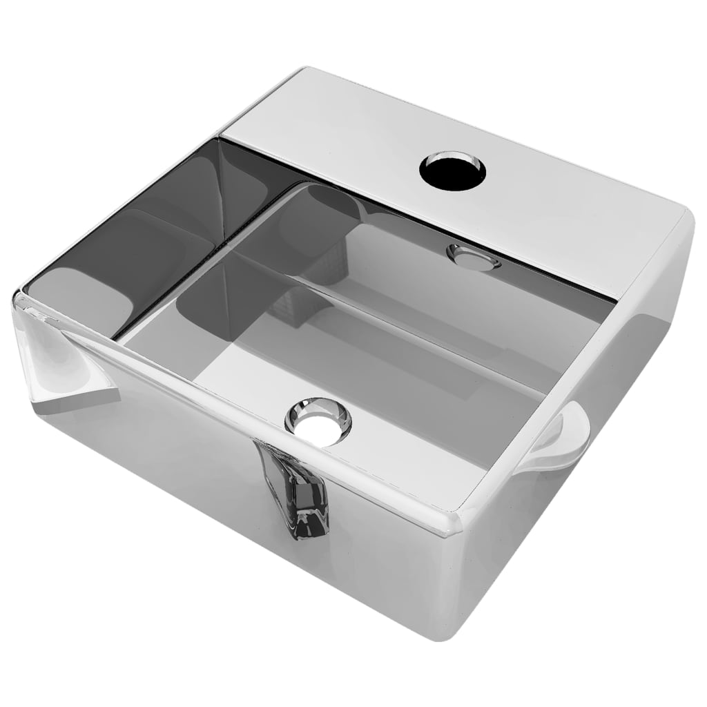 Vidaxl Washbasin z luknjo žerjava 38x30x11,5 cm keramično srebrno obarvano