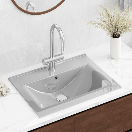 Vidaxl Washingin avec atterrissage 60x46x16 cm en céramique argenté de couleur