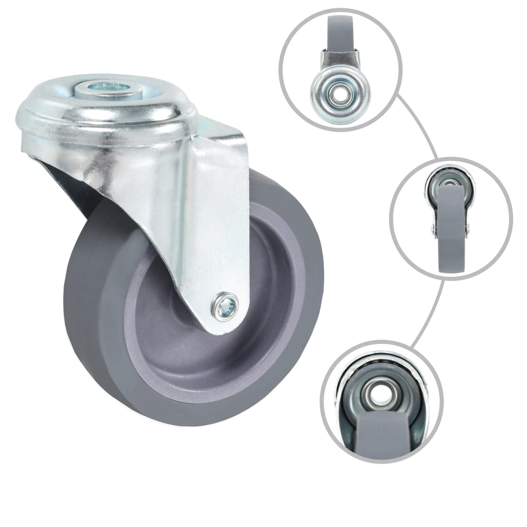 Vidaxl roulettes pivotantes avec trous de boulons 4 pcs 75 mm