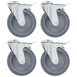 Roulettes pivotantes Vidaxl avec trous de boulons et doubles freins 4 pcs 125 mm