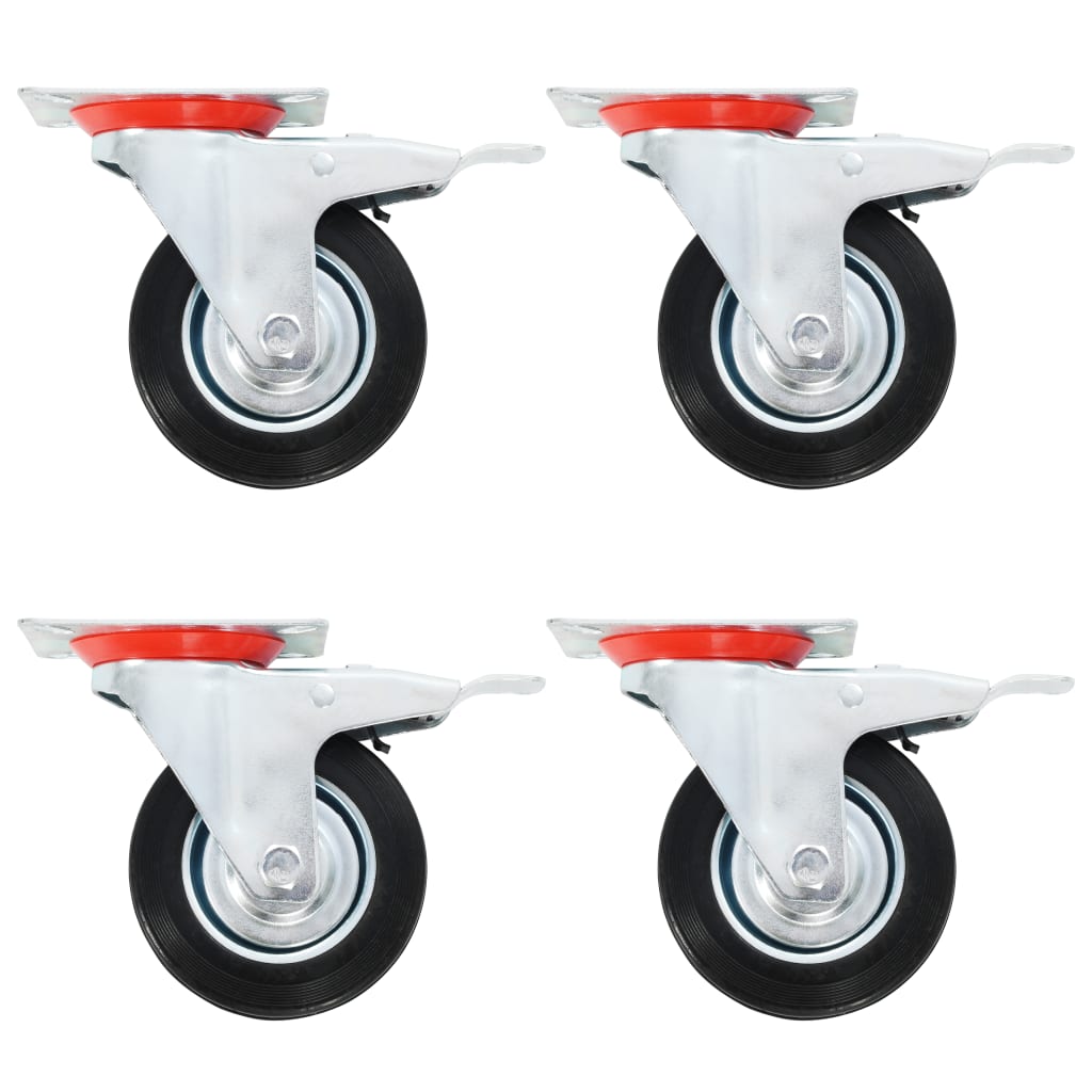 VidaXL swivel wheels with double brakes 4 pc 100 mm