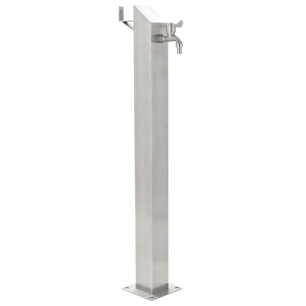 Columna de agua de jardín de Vidaxl cuadrado 95 cm de acero inoxidable