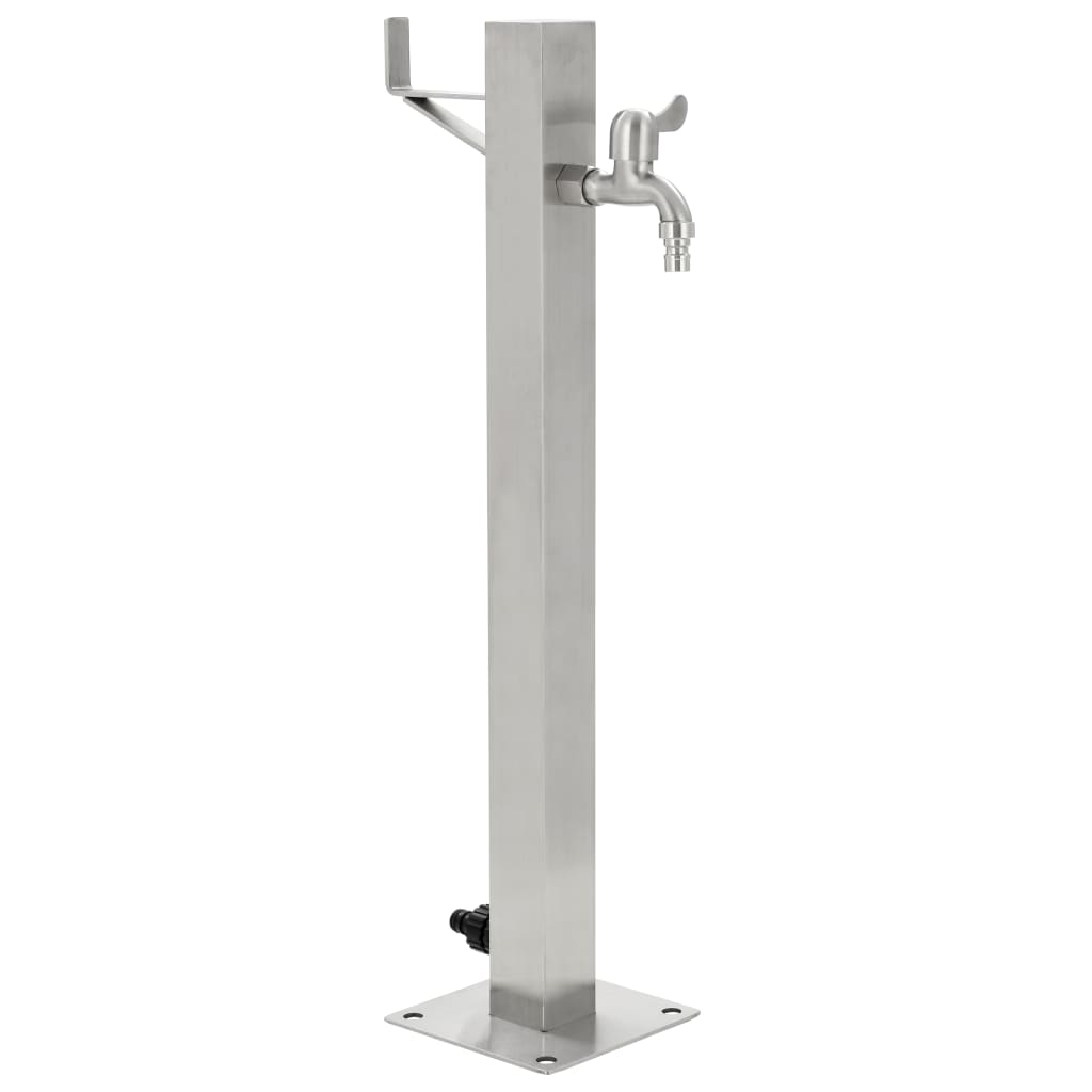 Columna de agua de jardín de Vidaxl cuadrado 65 cm de acero inoxidable