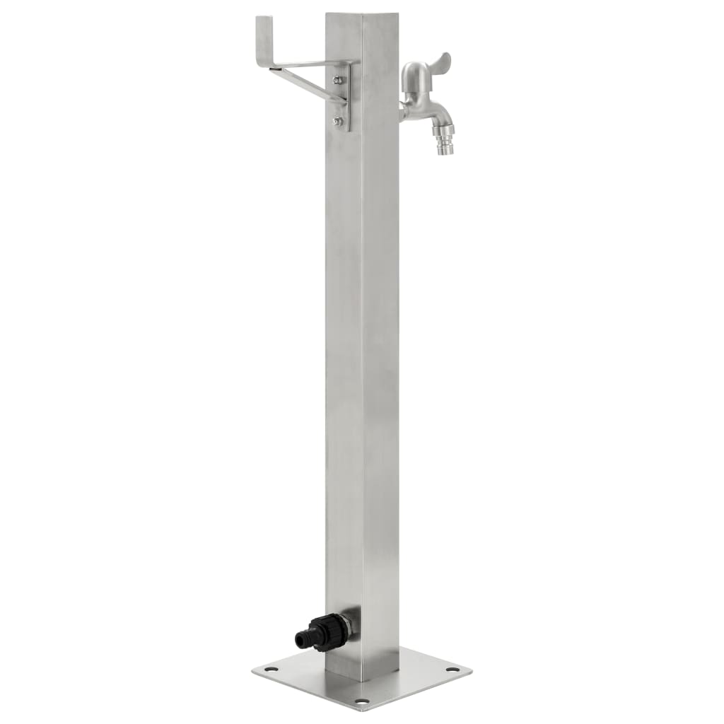 Columna de agua de jardín de Vidaxl cuadrado 65 cm de acero inoxidable