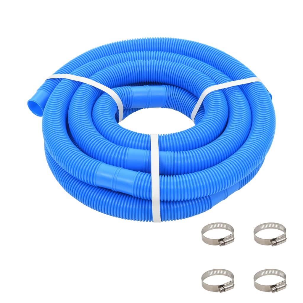 Vidaxl swimming pool hose with clamps 38 mm 6 m blue