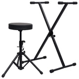 Vidaxl keyboard stand and stool Black