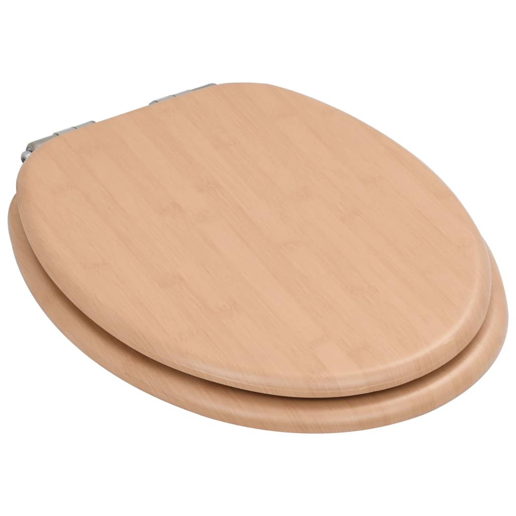 Vidaxl toilet seat with soft-close lid bamboo mdf