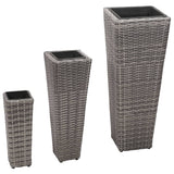 Vidaxl Planters Souget 3 St Poly Rattan Gray