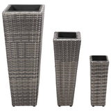 Vidaxl Planters Souget 3 St Poly Rattan Gray