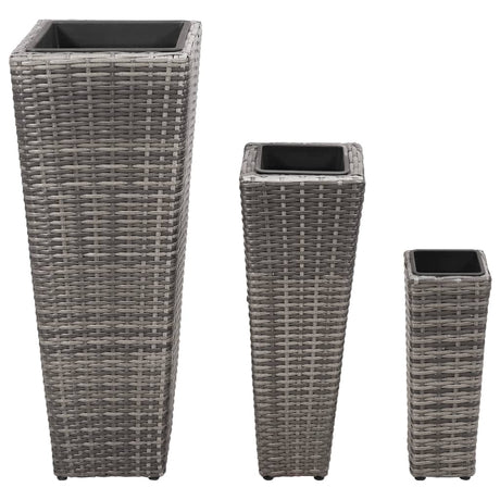 Vidaxl Planters Souget 3 St Poly Rattan Gray