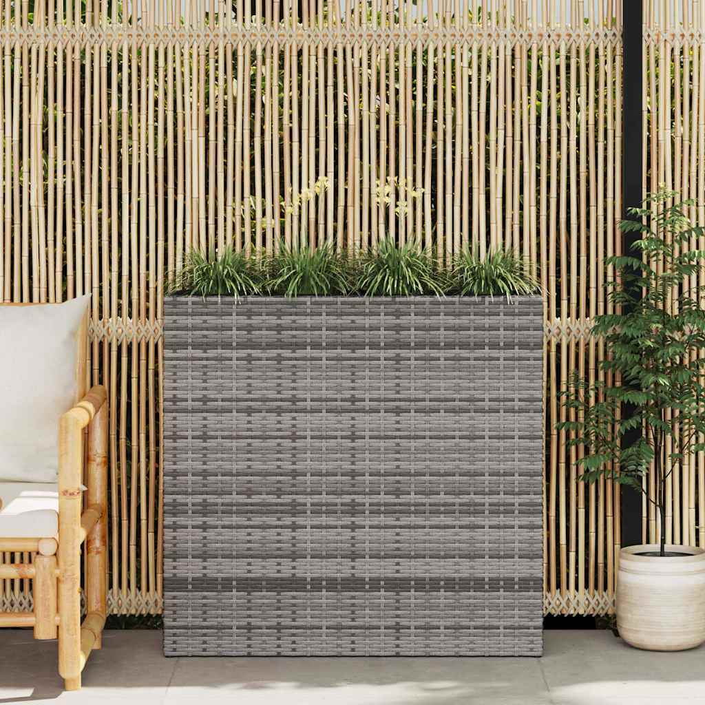 Jardinière vidaxl surélevé avec 4 pots en gris rattan poly