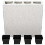 Jardinière vidaxl surélevé avec 4 pots poly rattan blanc