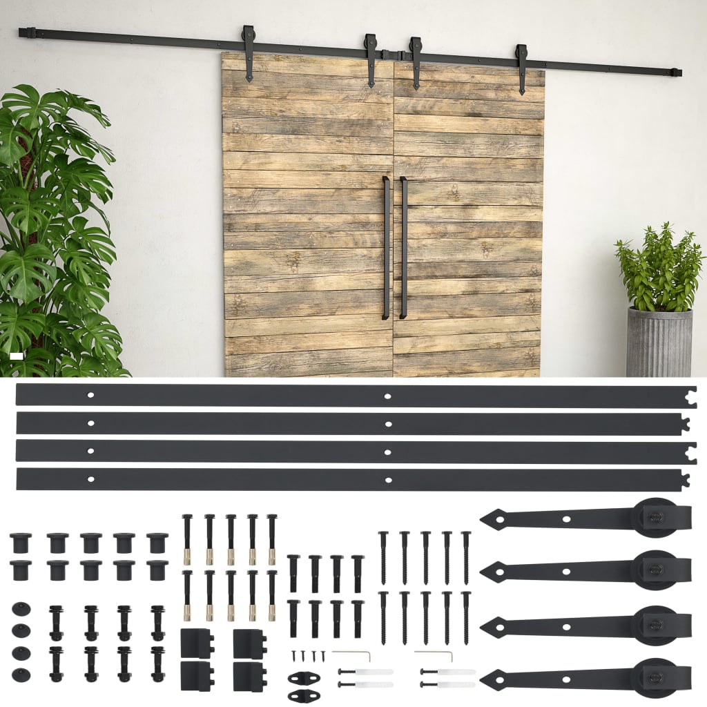 Pièces Vidaxl Ensemble pour la porte coulissante 2x183 cm en acier noir