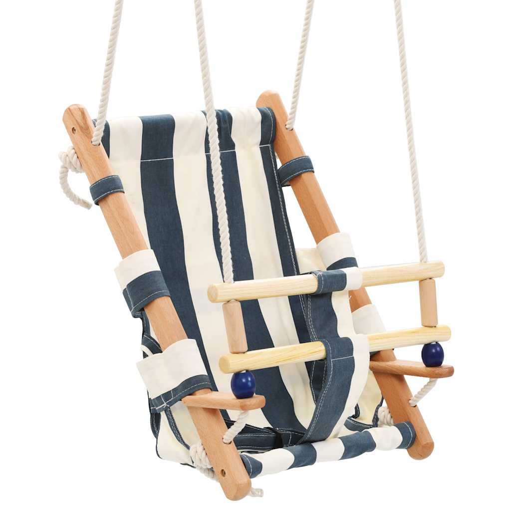 Vidaxl Baby Swing with Safety Belt Cotton Wood Blue