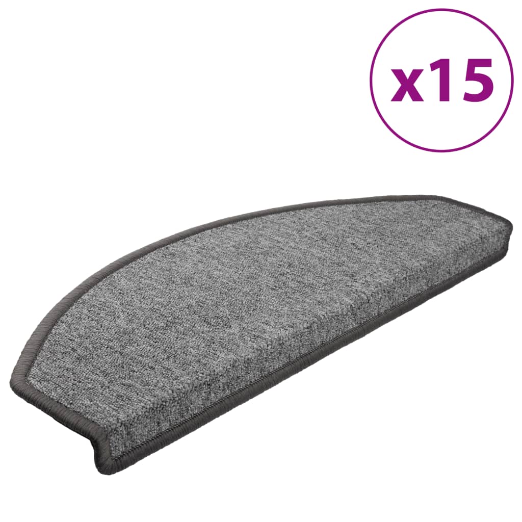 Mattes d'escalier Vidaxl 15 st 65x24x4 cm Hémisphère gris foncé grand