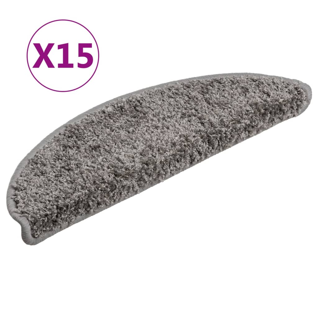 Vidaxl stair mats 15 st 56x17x3 cm gray