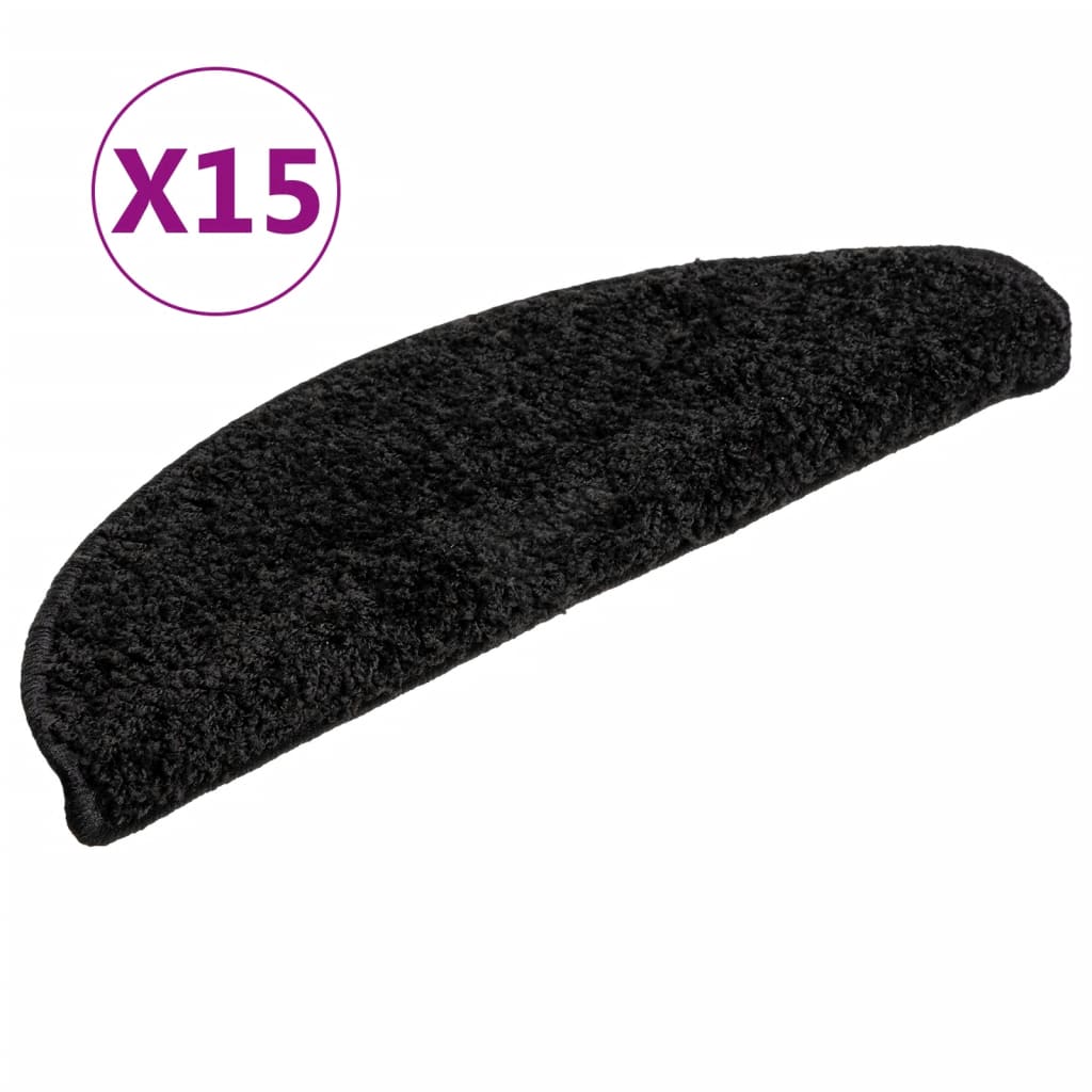 Vidaxl Mats d'escalier 15 st 56x17x3 cm noir