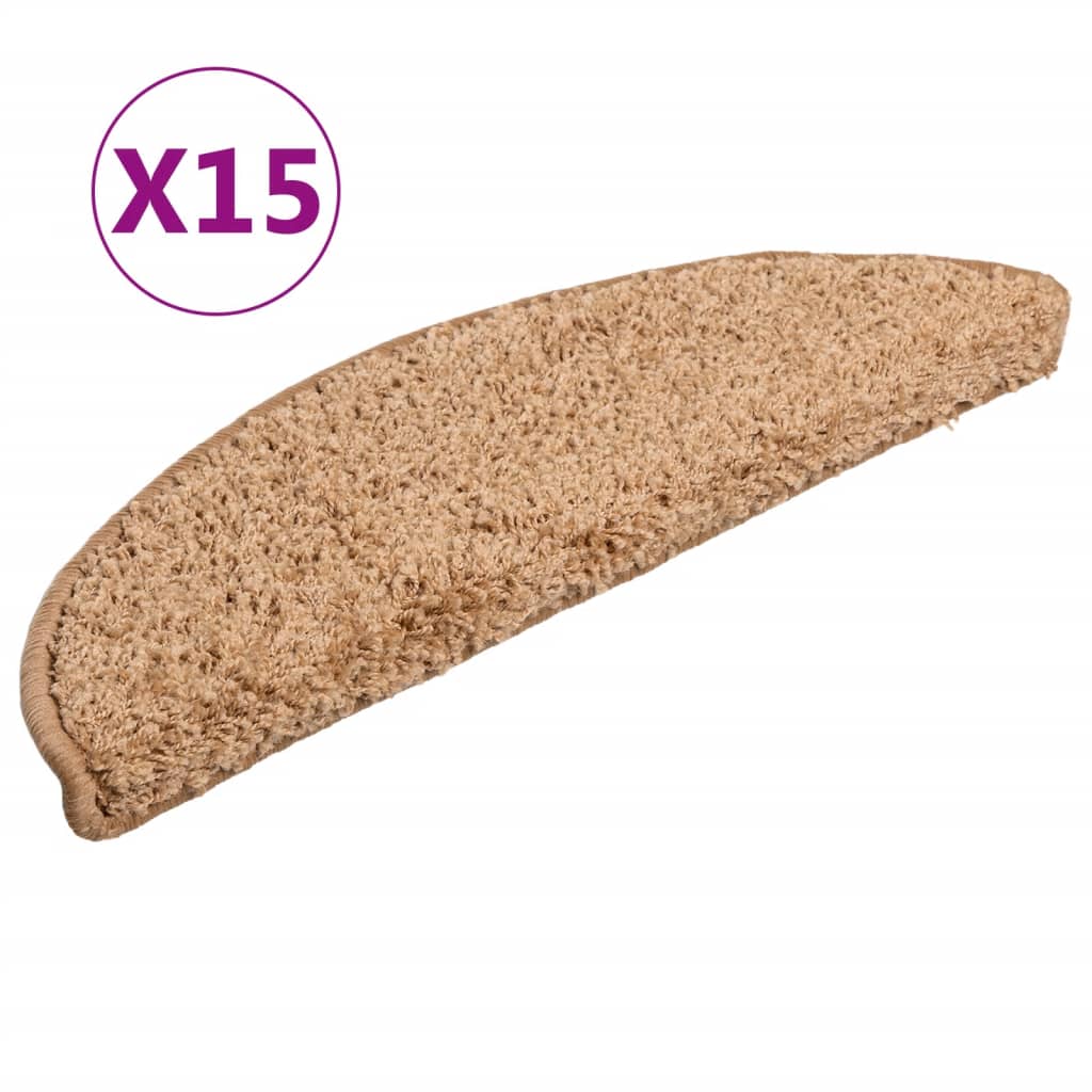 Vidaxl stair mats 15 st 56x17x3 cm beige