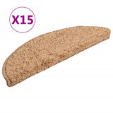 Vidaxl Mats d'escalier 15 st 56x17x3 cm beige