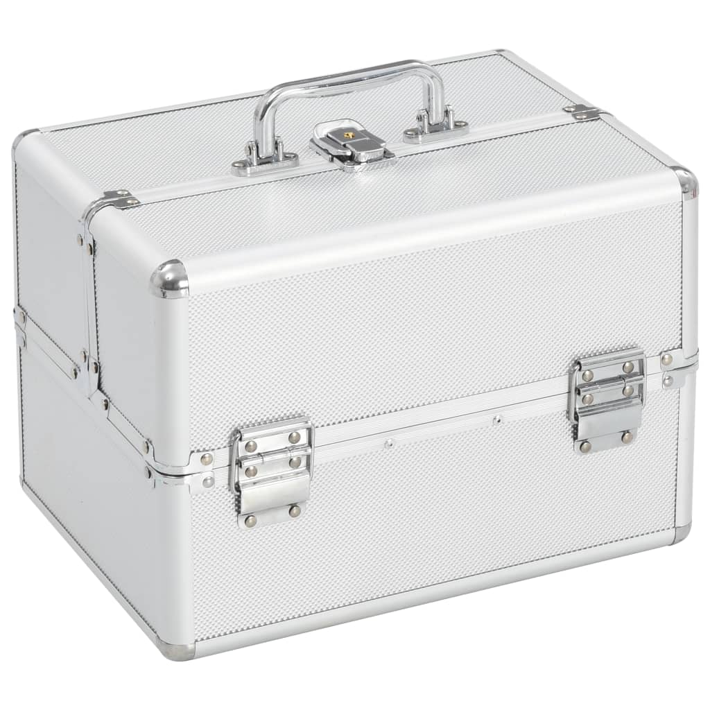 Vidaxl makeup suitcase 22x30x21 cm aluminum silver colored