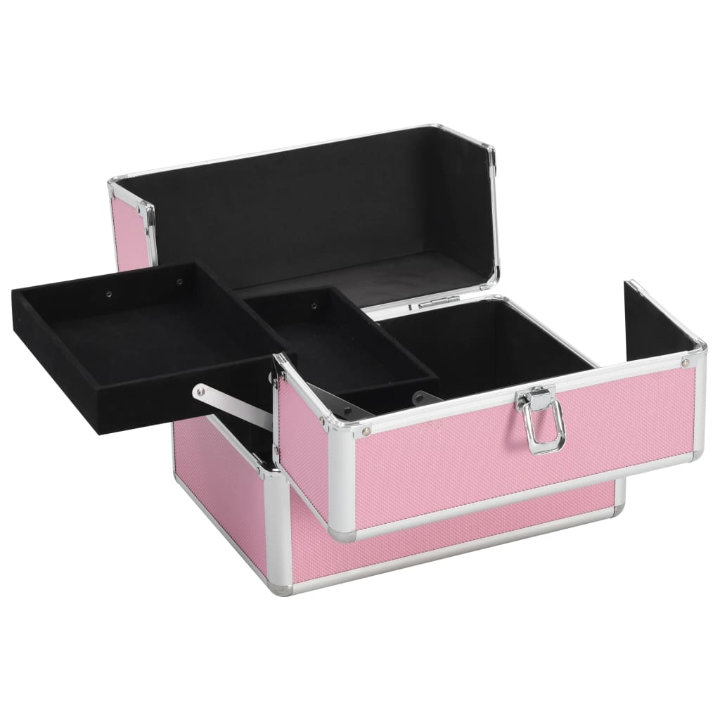 Vidaxl Makeup Suitcase 22x30x21 cm in alluminio rosa