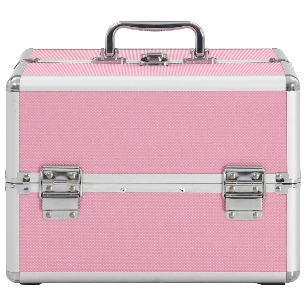 Vidaxl make-up koffer 22x30x21 cm aluminium roze