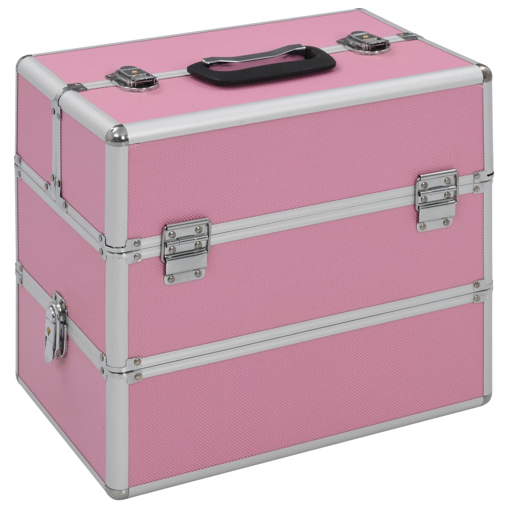 Vidaxl makeup suitcase 37x24x35 cm aluminum pink