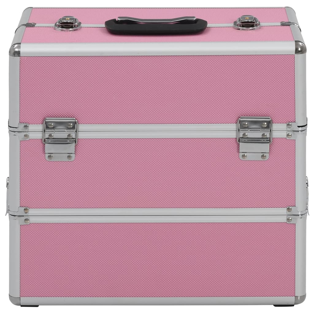 Vidaxl make-up koffer 37x24x35 cm aluminium roze