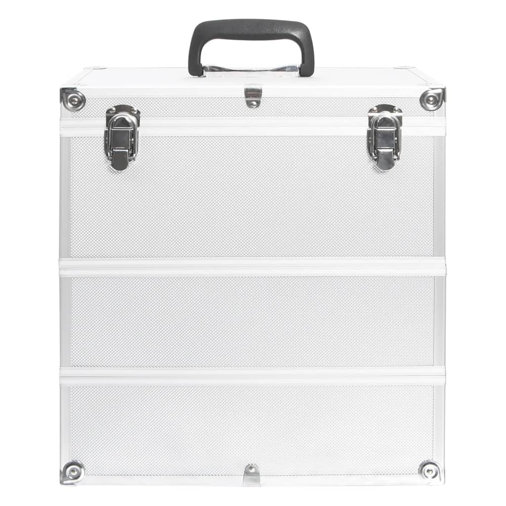 Vidaxl make-up koffer 37x24x40 cm aluminium zilverkleurig