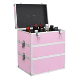 Vidaxl makeup suitcase 37x24x40 cm aluminum pink