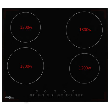 Vidaxl Ceramic Hob avec 4 zones de cuisson Contrôle tactile 6000 W