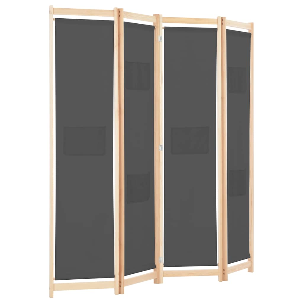 Vidaxl kamerscherm met 4 panelen 160x170x4 cm stof grijs