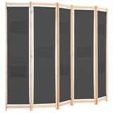 Vidaxl kamerscherm met 5 panelen 200x170x4 cm stof grijs