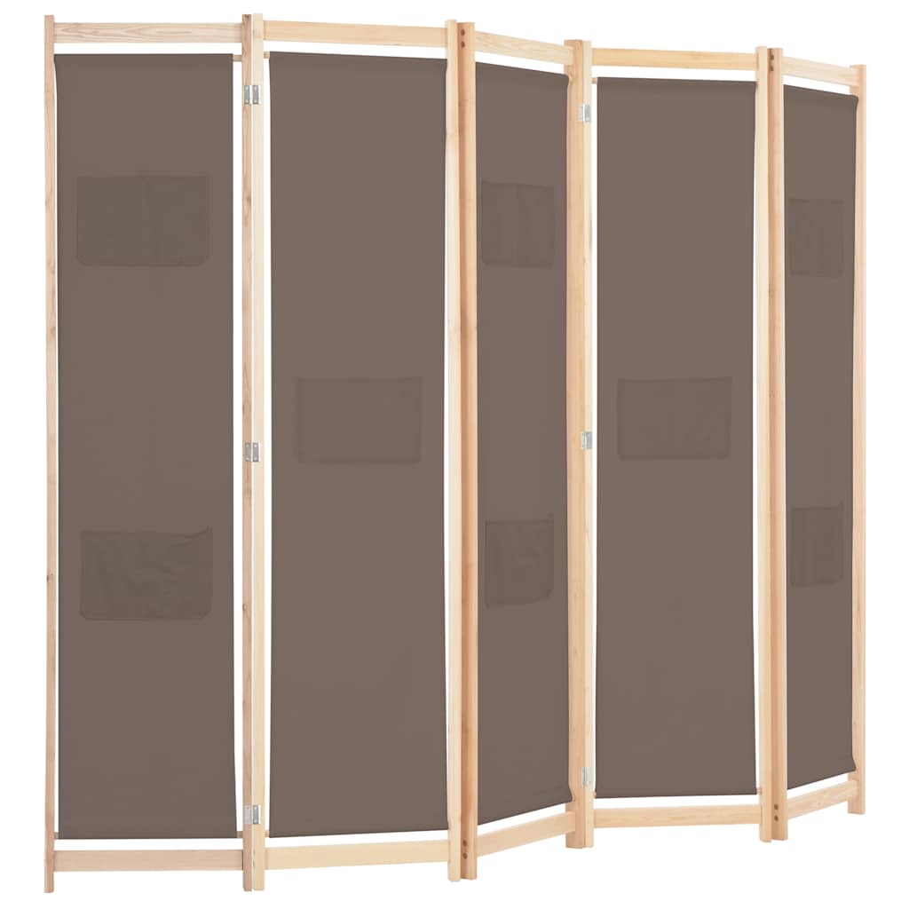 Vidaxl kamerscherm met 5 panelen 200x170x4 cm stof bruin