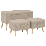 Vidaxl opbergkrukken 3 st stof beige