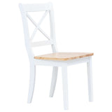 Vidaxl eetkamerstoelen 4 st massief rubberwood naturel en wit