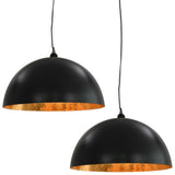 VidaXL plafonniers 2 pcs demi-rond E27 50 cm noir et or