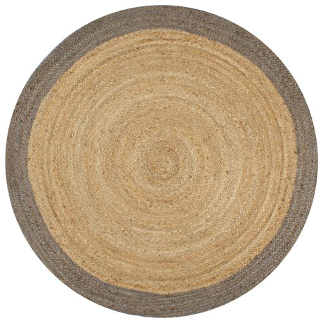 Viaxl tapis fait à la main avec une bordure grise 90 cm jute