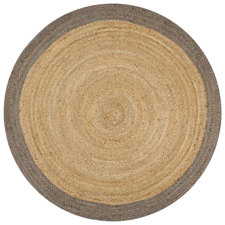 Viaxl tapis fait à la main avec une bordure grise 120 cm jute