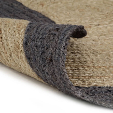 Viaxl tapis fait à la main avec une bordure gris foncé 90 cm jute