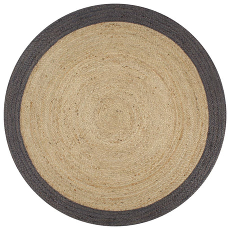 Viaxl tapis fait à la main avec une bordure gris foncé 120 cm jute
