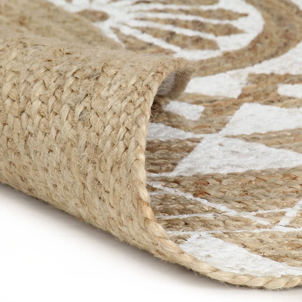 Vidaxl tapis fait à la main avec un jute de 90 cm à imprimé blanc